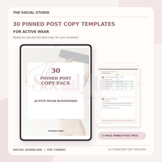Activewear – Pinned Post Copy Pack | The Social Studio