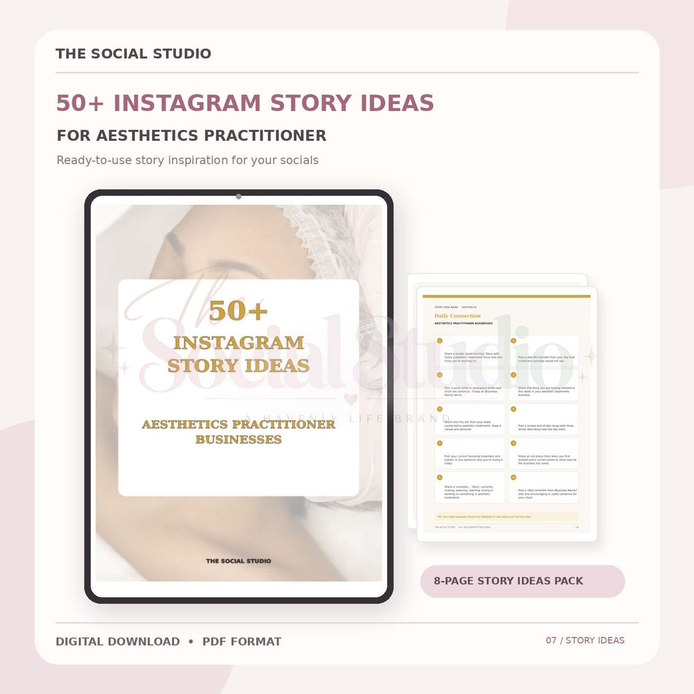 Aesthetics Practitioner – Instagram Story Ideas Pack | The Social Studio