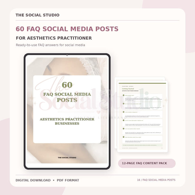 Aesthetics Practitioner – FAQ Social Media Post Pack | The Social Studio