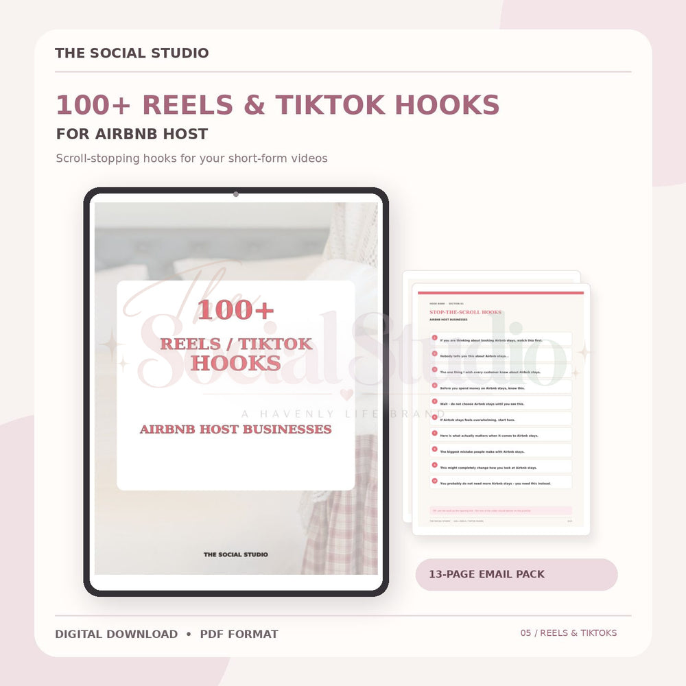 Air BNB Host – 100+ Reels & TikTok Hooks | The Social Studio