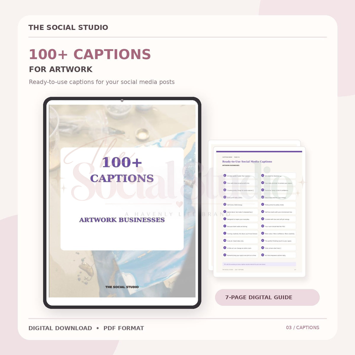 Art Work – Caption Pack | The Social Studio