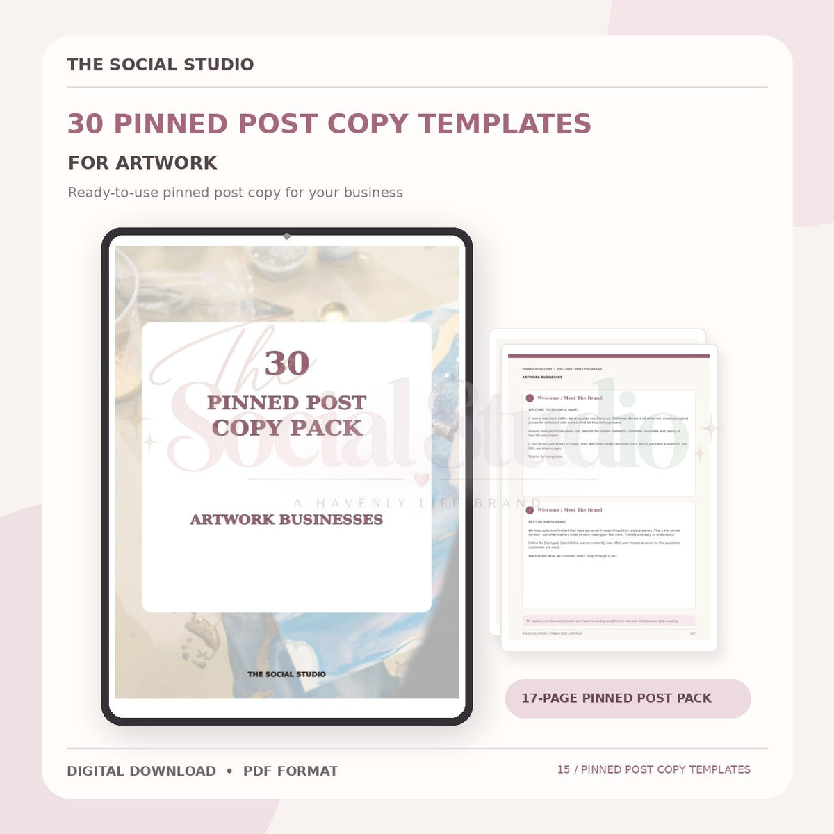 Art Work – Pinned Post Copy Pack | The Social Studio