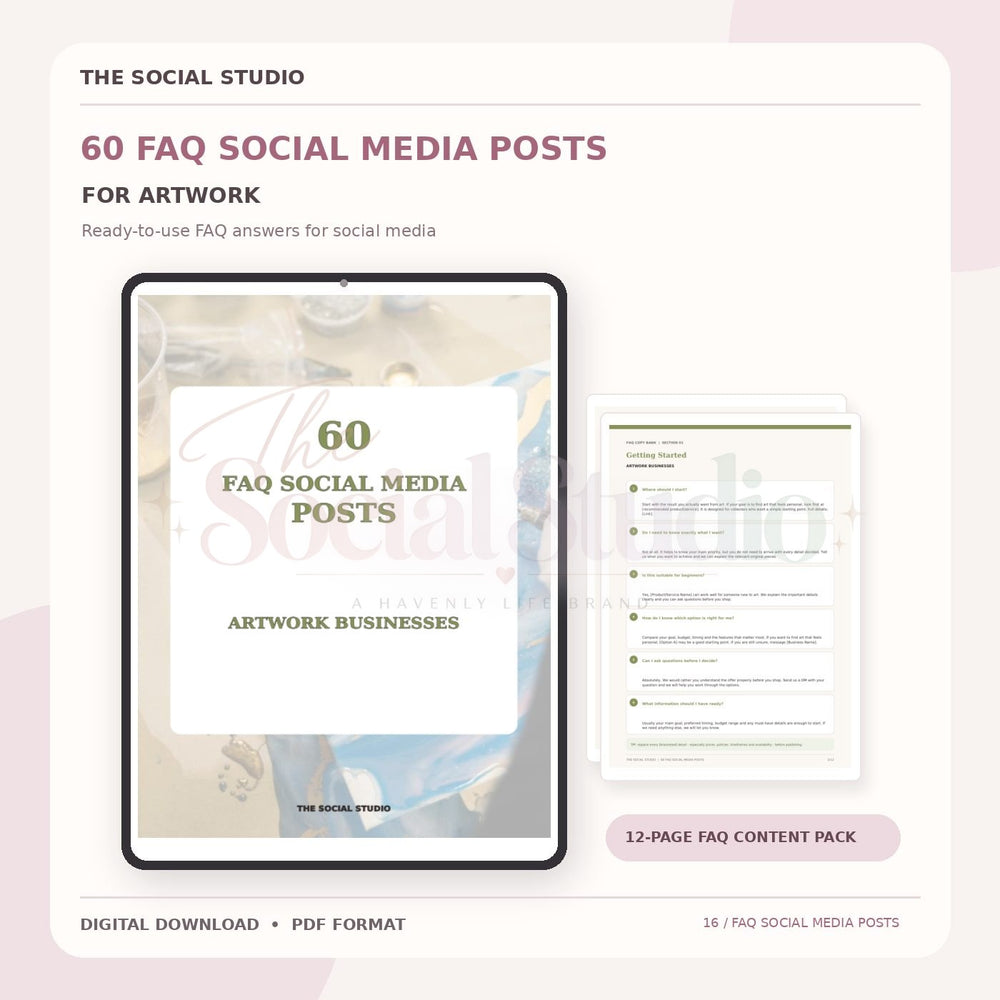 Art Work – FAQ Social Media Post Pack | The Social Studio