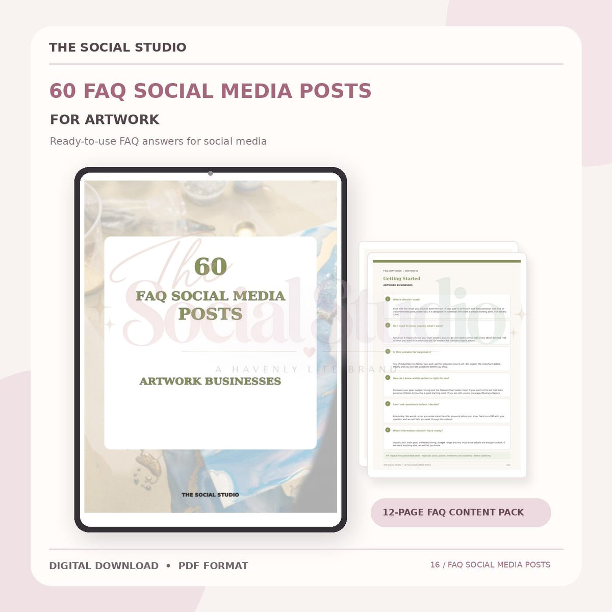 Art Work – FAQ Social Media Post Pack | The Social Studio