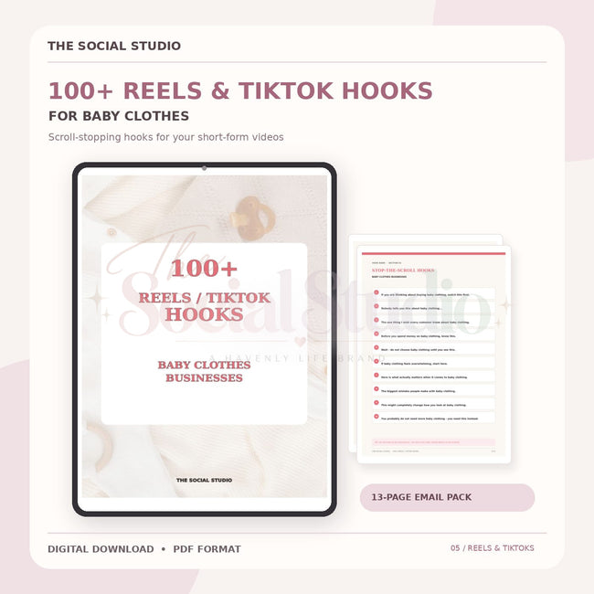 Baby Clothes – 100+ Reels & TikTok Hooks | The Social Studio