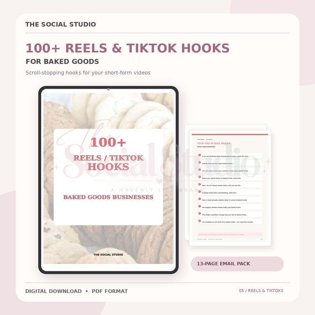 Baked Goods – 100+ Reels & TikTok Hooks | The Social Studio