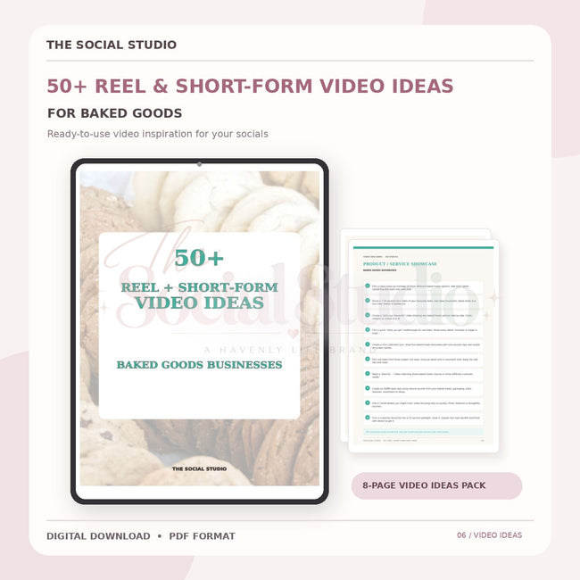 Baked Goods – Reels & Short-Form Video Ideas Pack | The Social Studio