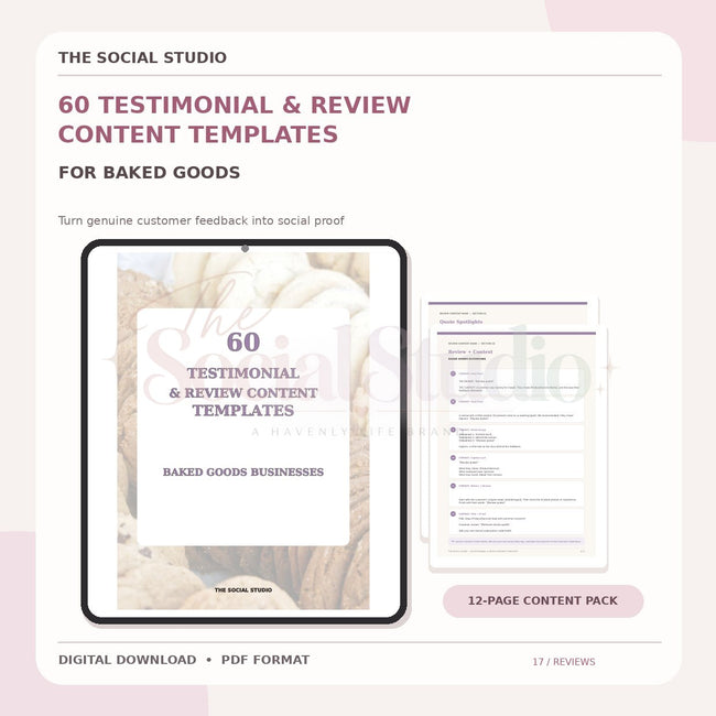 Baked Goods – Testimonial & Review Content Templates | The Social Studio
