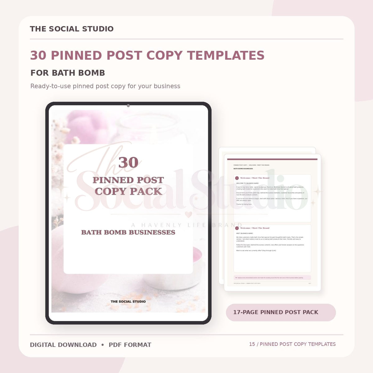 Bath Bomb – Pinned Post Copy Pack | The Social Studio