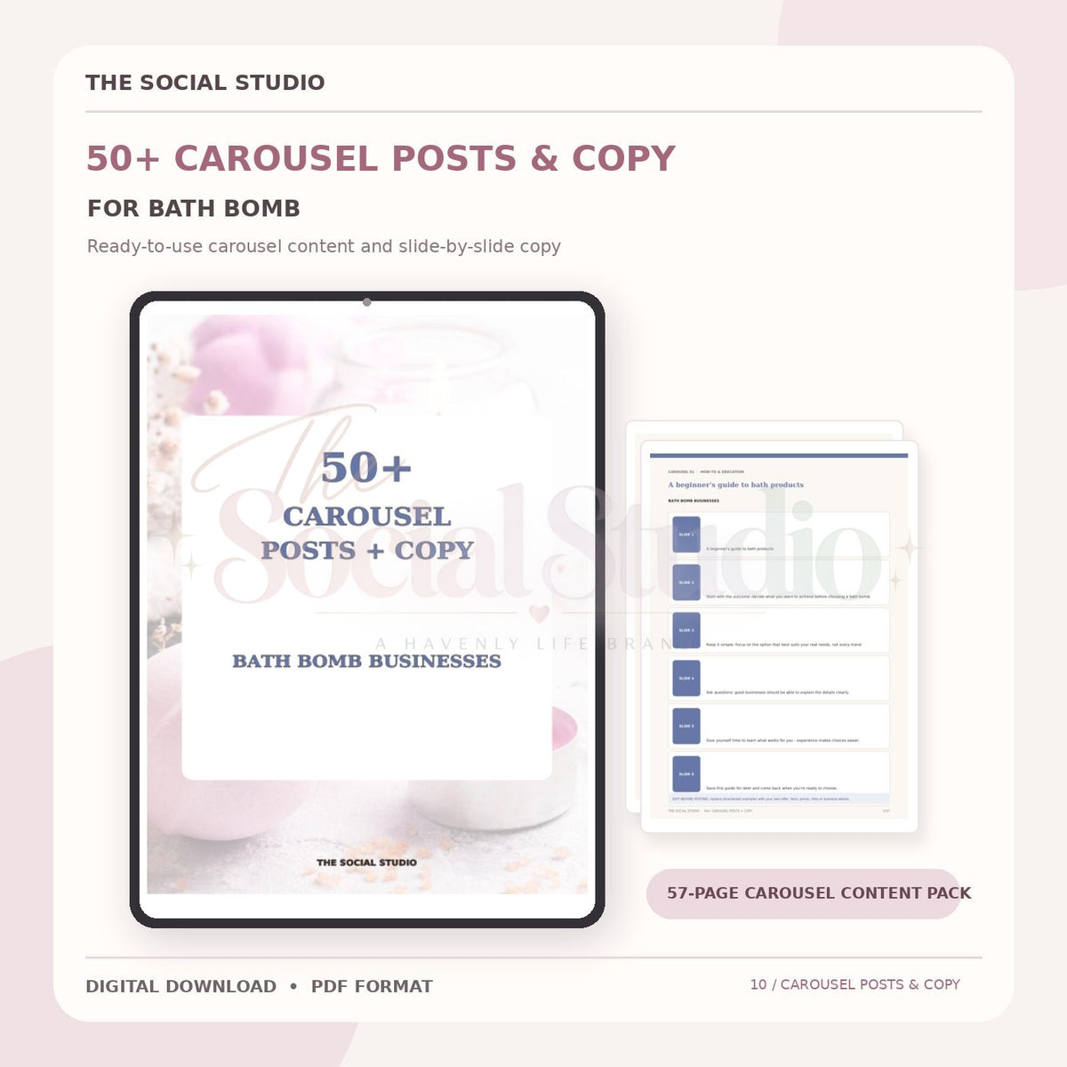 Bath Bomb – Carousel Ideas & Copy Pack | The Social Studio