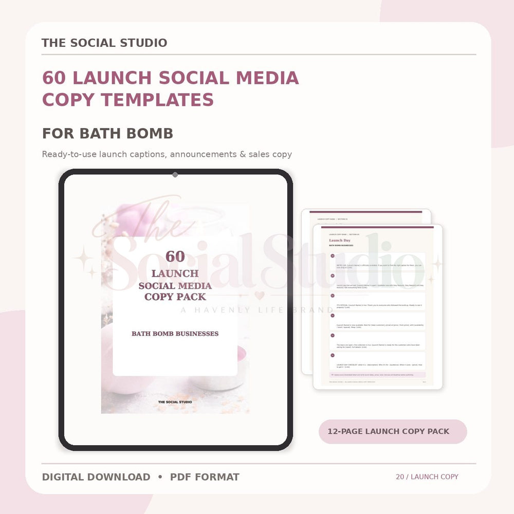 Bath Bomb – Launch Social Media Copy Pack | The Social Studio
