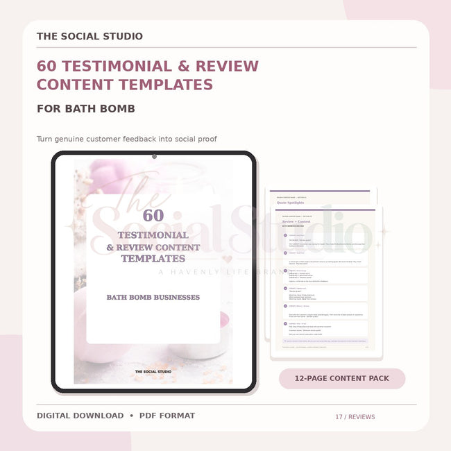 Bath Bomb – Testimonial & Review Content Templates | The Social Studio