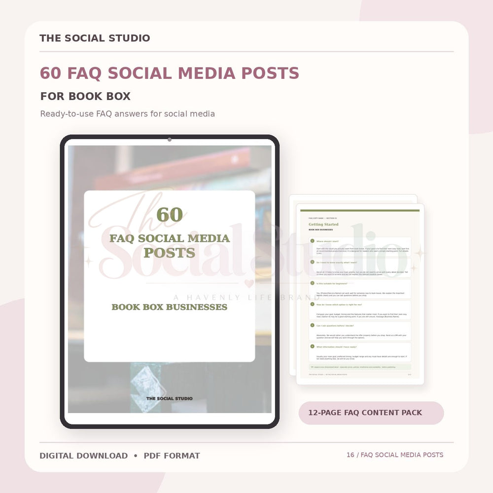 Book Boxes – FAQ Social Media Post Pack | The Social Studio