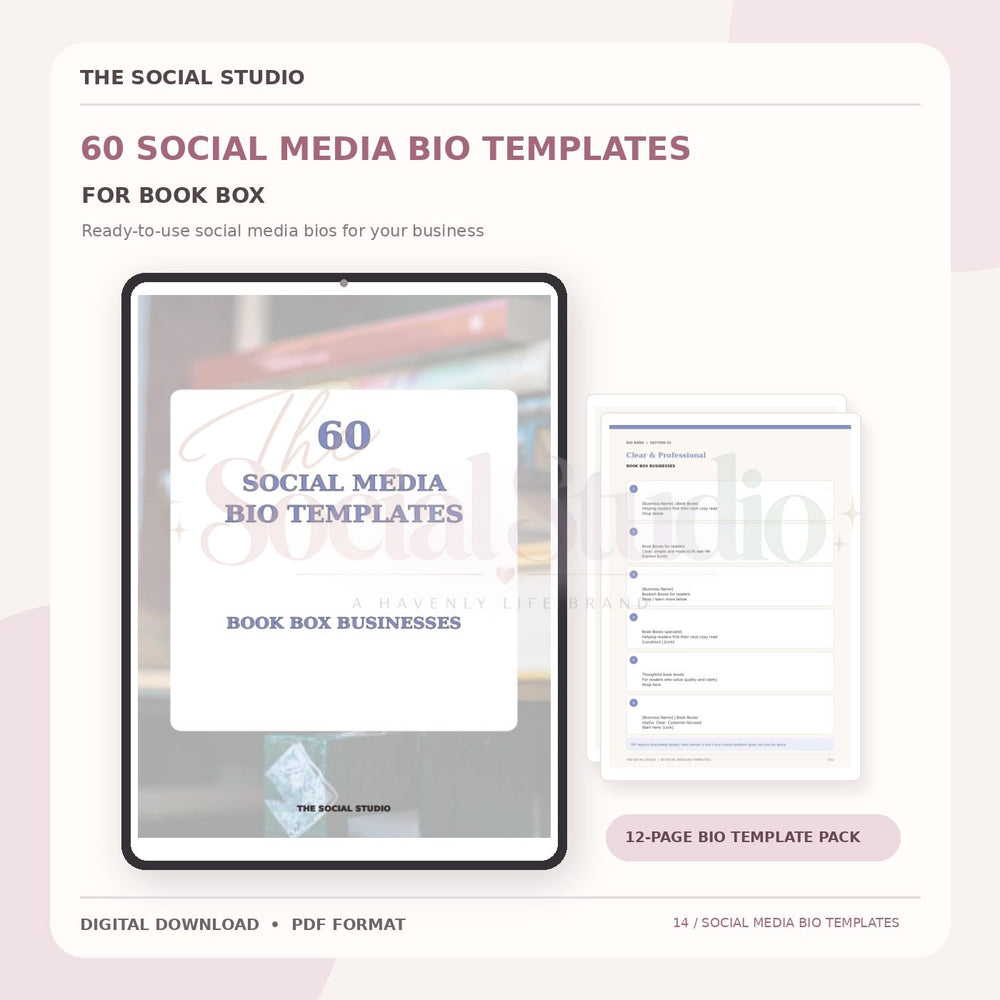 Book Boxes – Social Media Bio Templates | The Social Studio