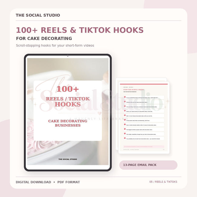 Cake Decorations – 100+ Reels & TikTok Hooks | The Social Studio