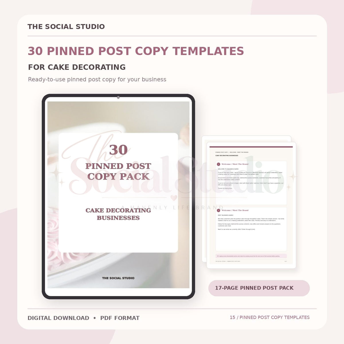 Cake Decorations – Pinned Post Copy Pack | The Social Studio