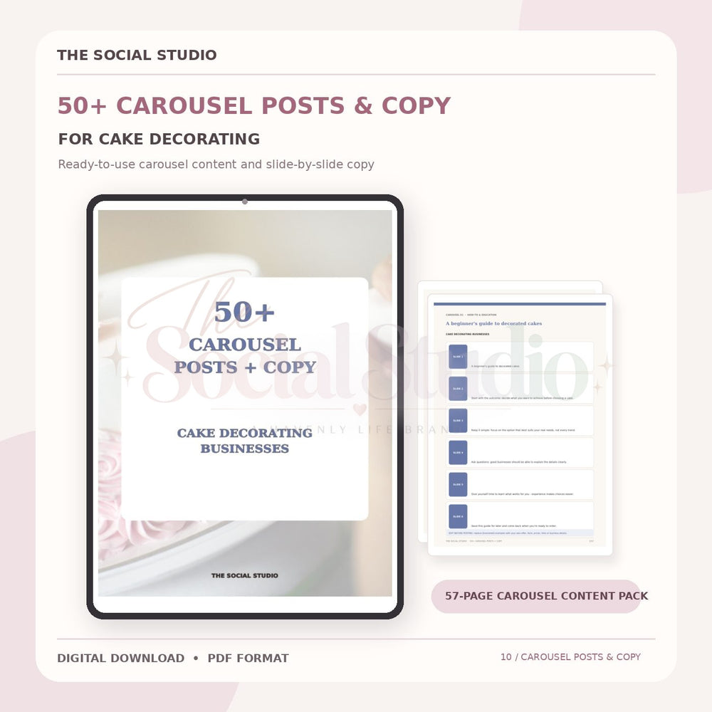 Cake Decorations – Carousel Ideas & Copy Pack | The Social Studio