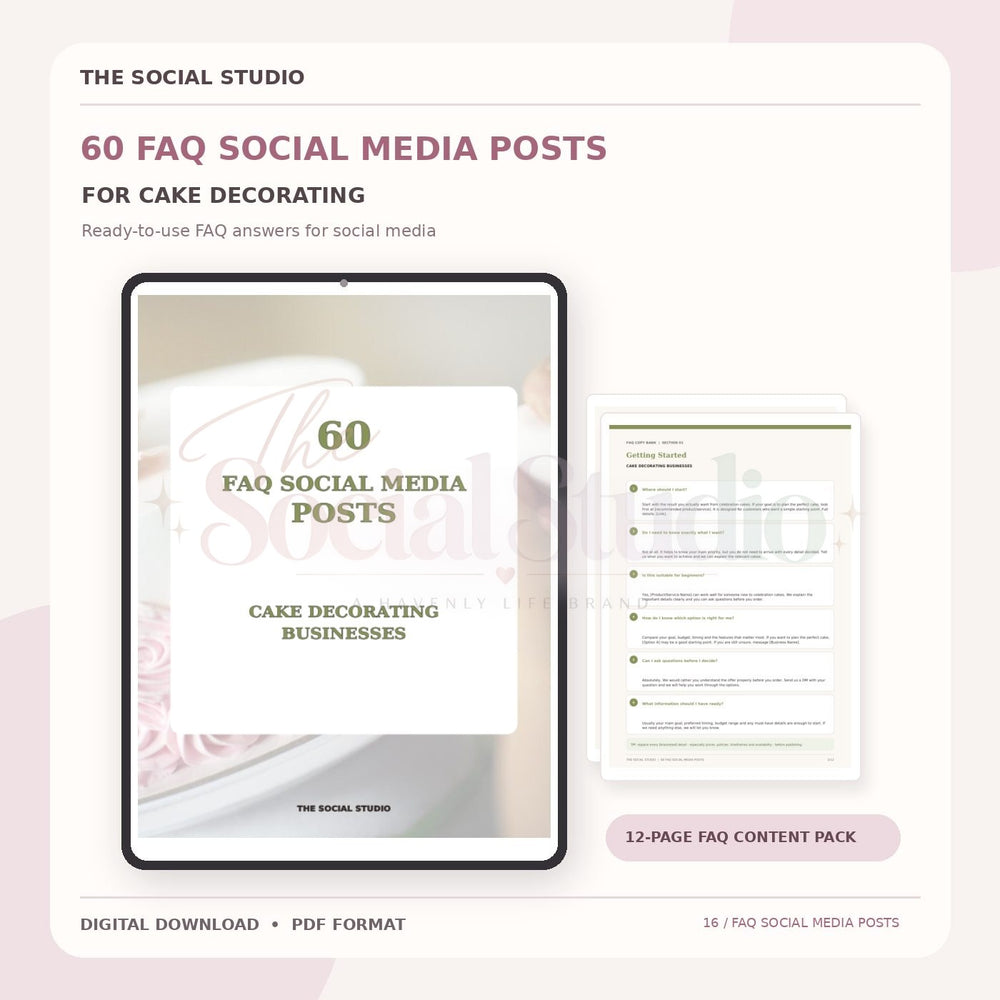 Cake Decorations – FAQ Social Media Post Pack | The Social Studio