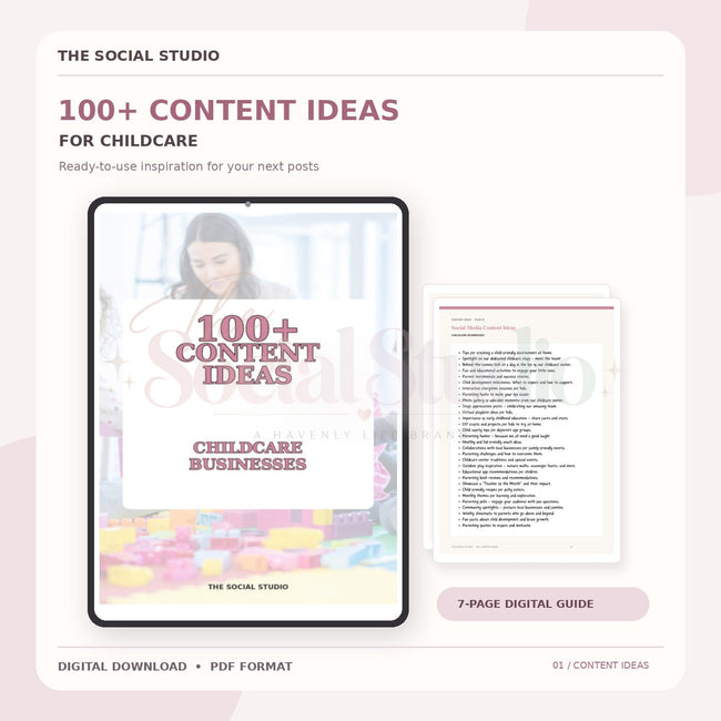 Childcare – Content Ideas Pack | The Social Studio
