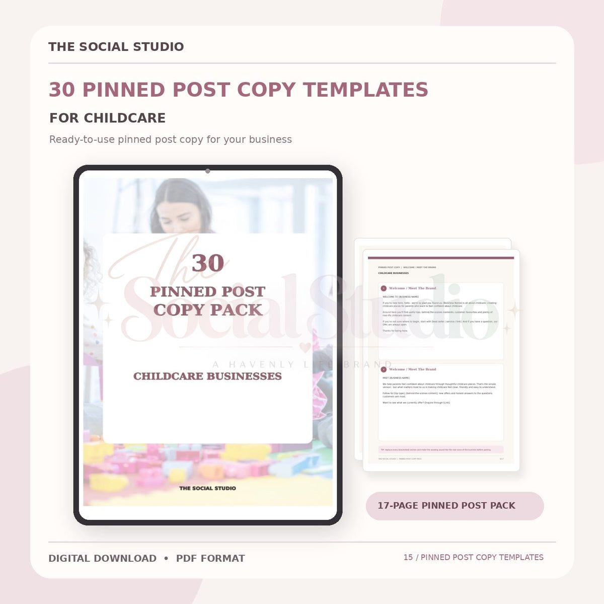 Childcare – Pinned Post Copy Pack | The Social Studio