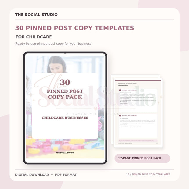 Childcare – Pinned Post Copy Pack | The Social Studio