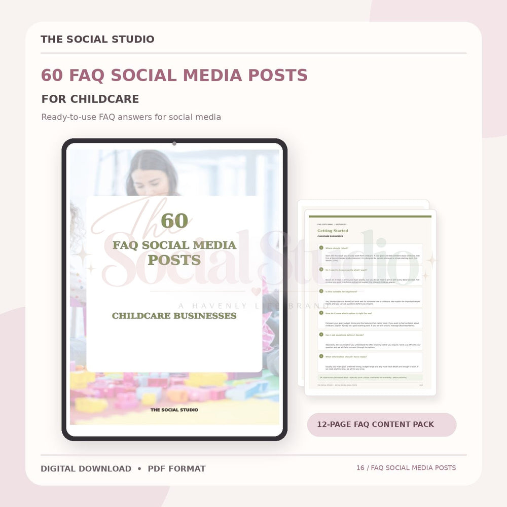 Childcare – FAQ Social Media Post Pack | The Social Studio