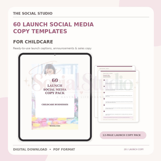 Childcare – Launch Social Media Copy Pack | The Social Studio