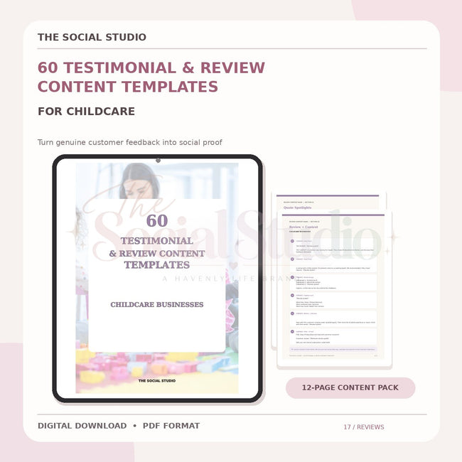 Childcare – Testimonial & Review Content Templates | The Social Studio