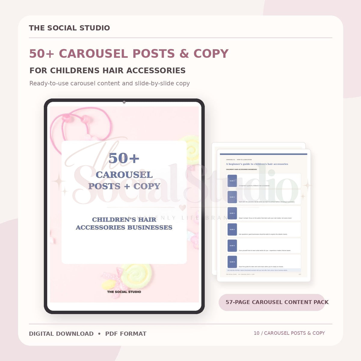 Children's Hair Accessories – Carousel Ideas & Copy Pack | The Social Studio