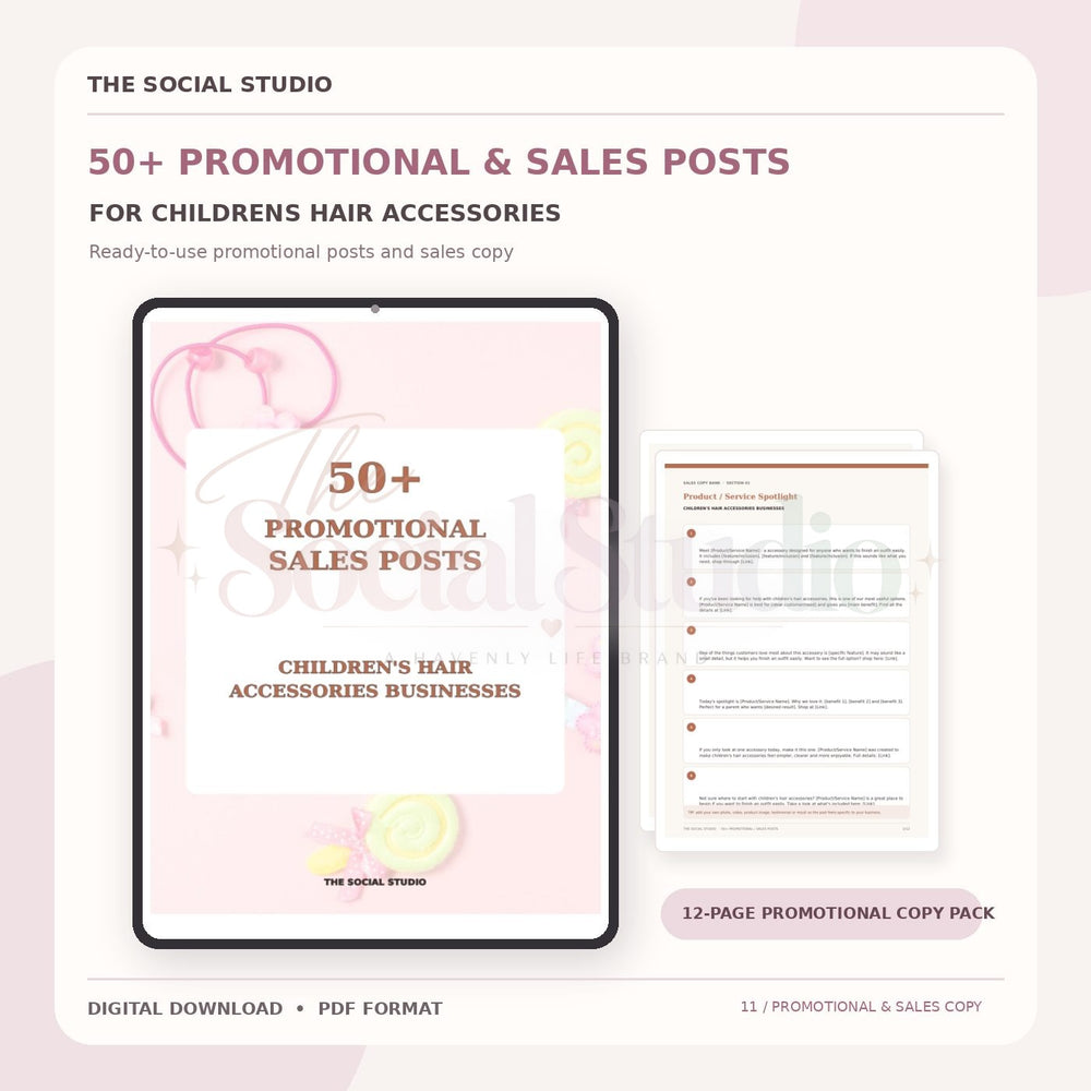 Children's Hair Accessories – Promotional & Sales Post Templates | The Social Studio