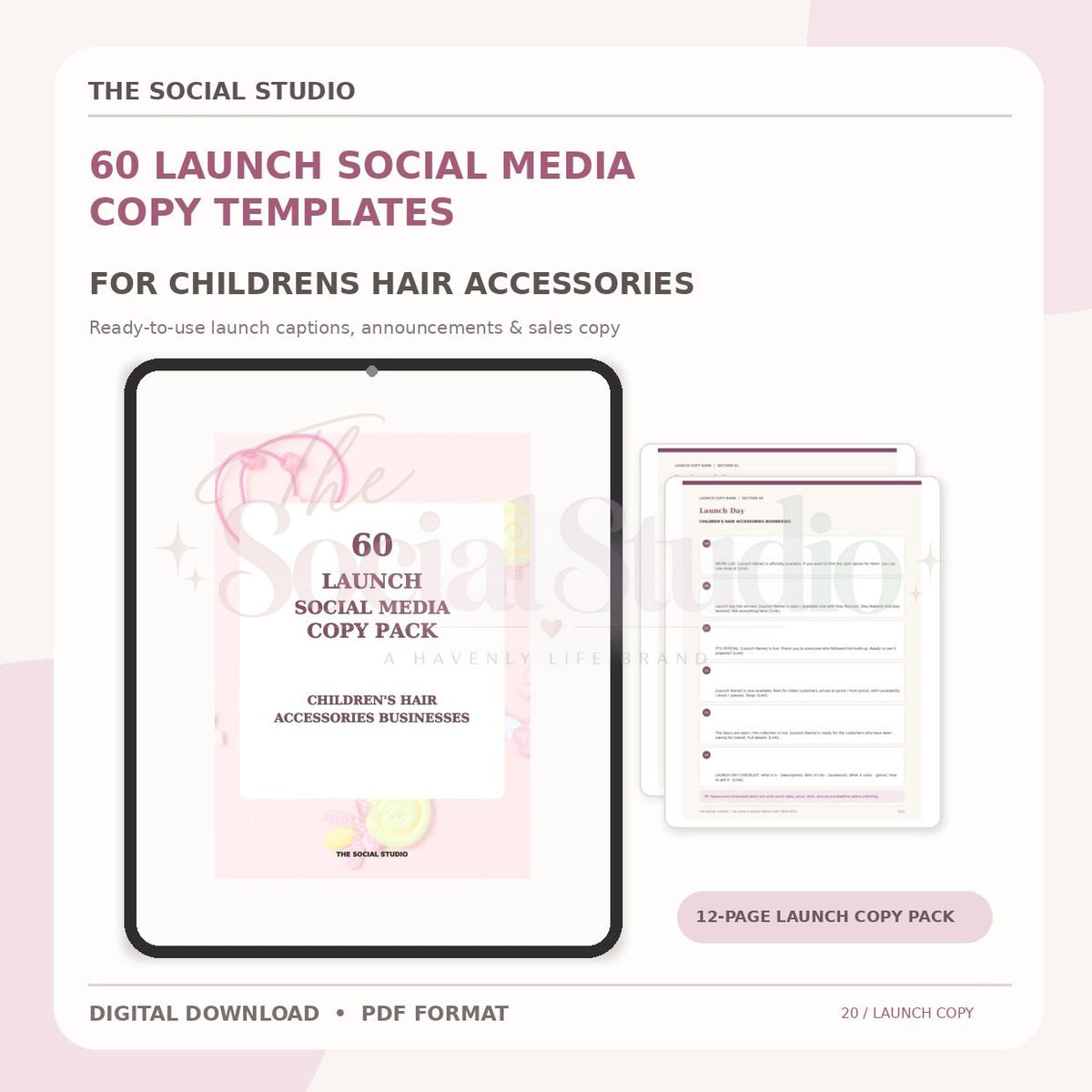 Children's Hair Accessories – Launch Social Media Copy Pack | The Social Studio