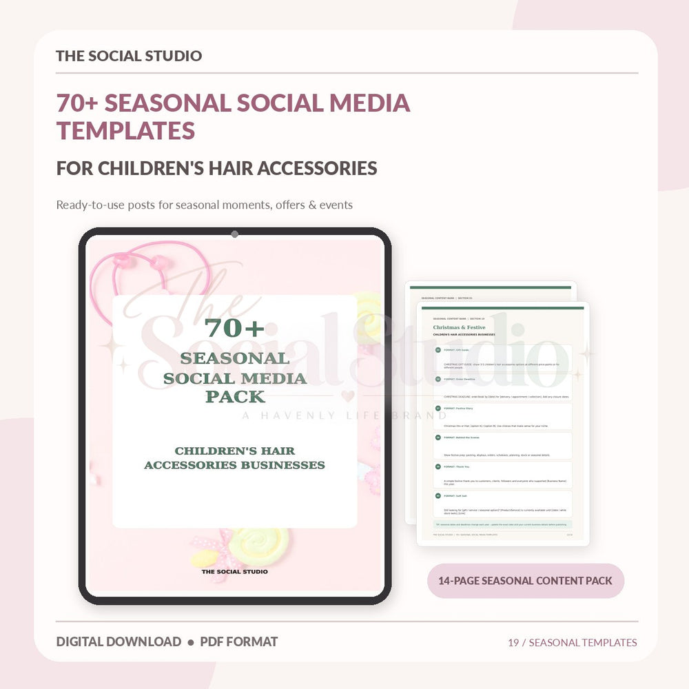 Children's Hair Accessories – Seasonal Social Media Pack | The Social Studio