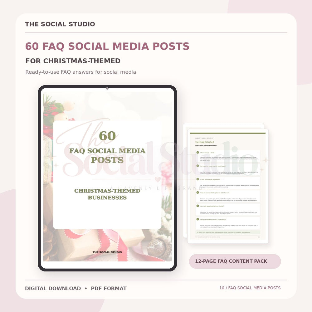Christmas Theme – FAQ Social Media Post Pack | The Social Studio