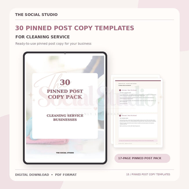 Cleaning Service – Pinned Post Copy Pack | The Social Studio