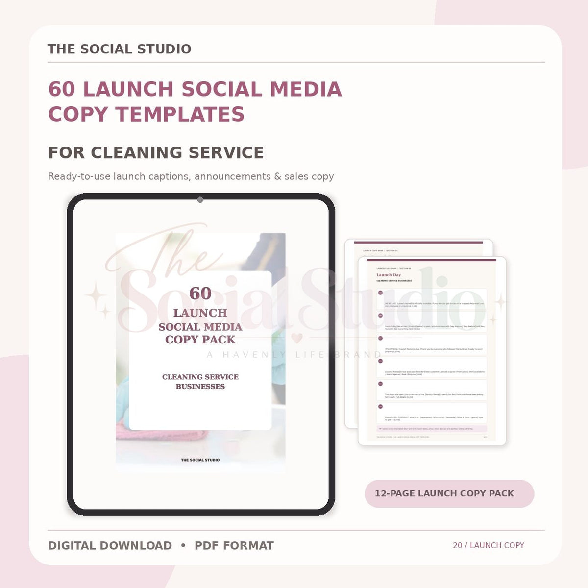 Cleaning Service – Launch Social Media Copy Pack | The Social Studio