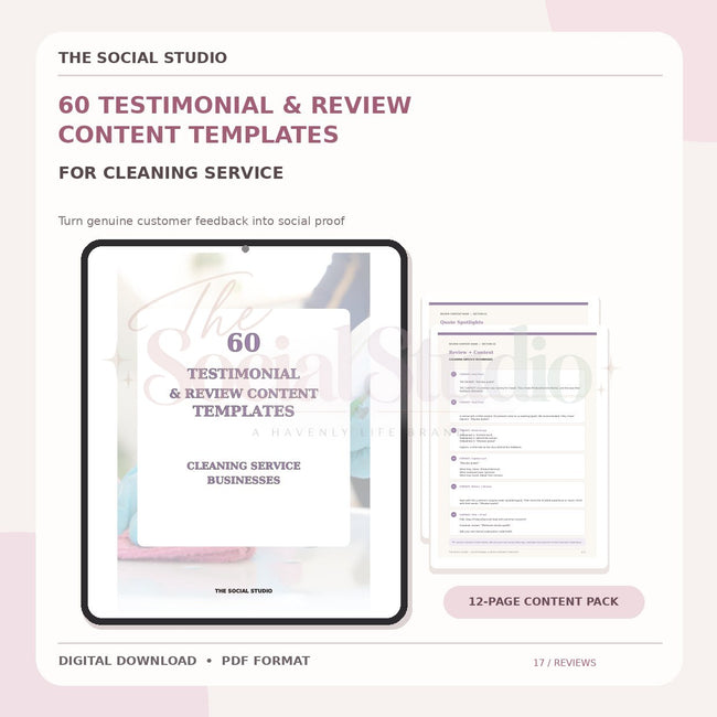 Cleaning Service – Testimonial & Review Content Templates | The Social Studio