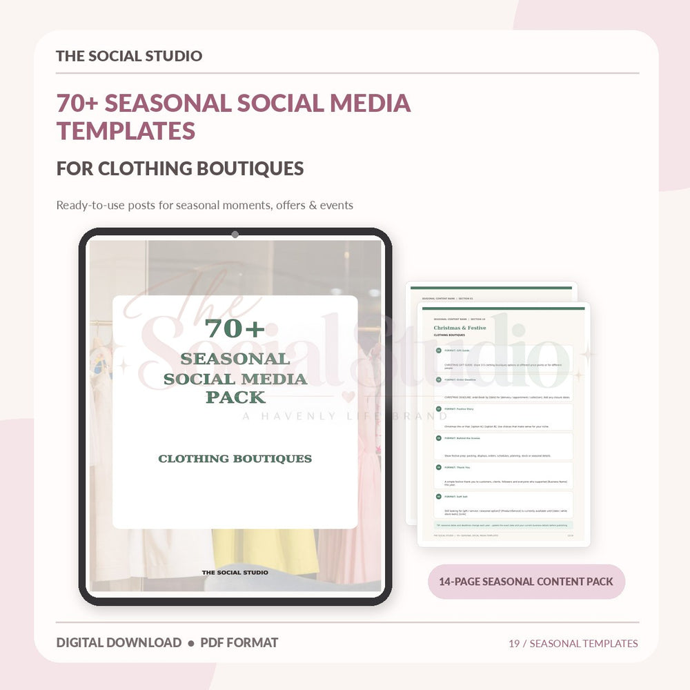 Clothing Boutiques – Seasonal Social Media Pack | The Social Studio