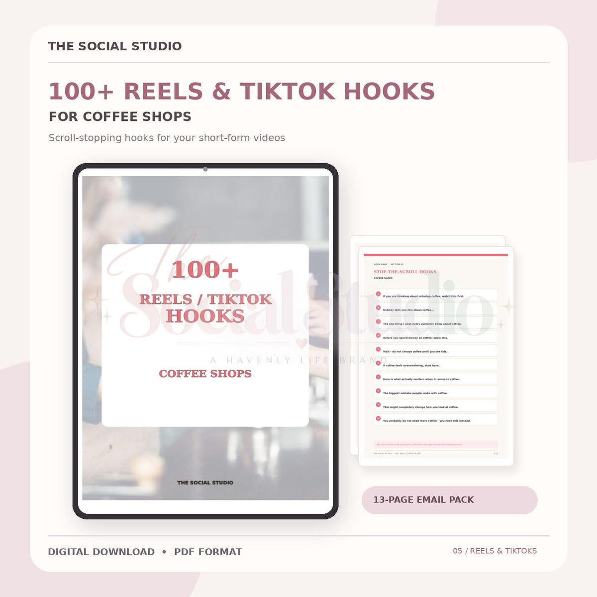 Coffee Shops – 100+ Reels & TikTok Hooks | The Social Studio