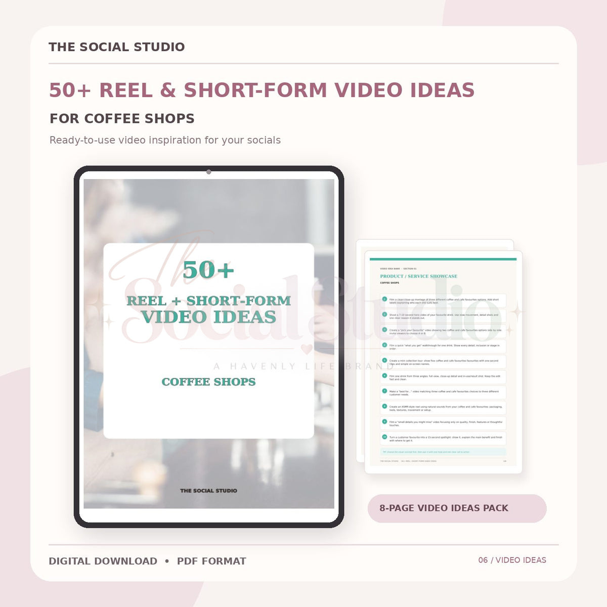 Coffee Shops – Reels & Short-Form Video Ideas Pack | The Social Studio