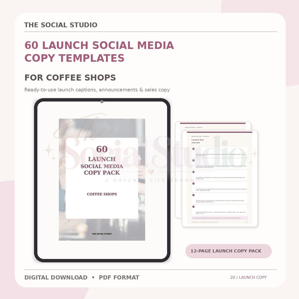 Coffee Shops – Launch Social Media Copy Pack | The Social Studio