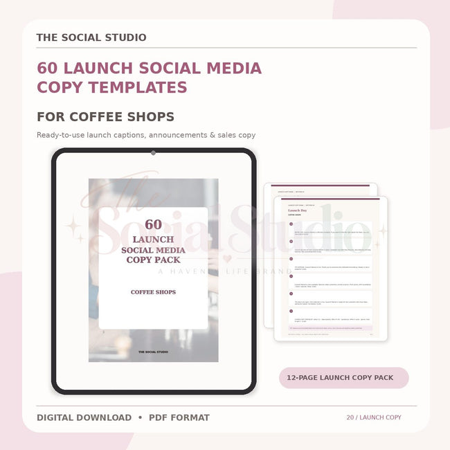 Coffee Shops – Launch Social Media Copy Pack | The Social Studio