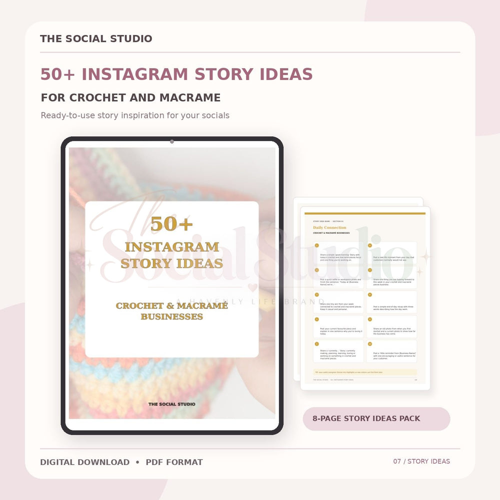 Crochet & Macramé – Instagram Story Ideas Pack | The Social Studio