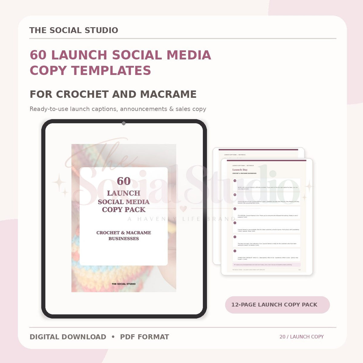 Crochet & Macramé – Launch Social Media Copy Pack | The Social Studio