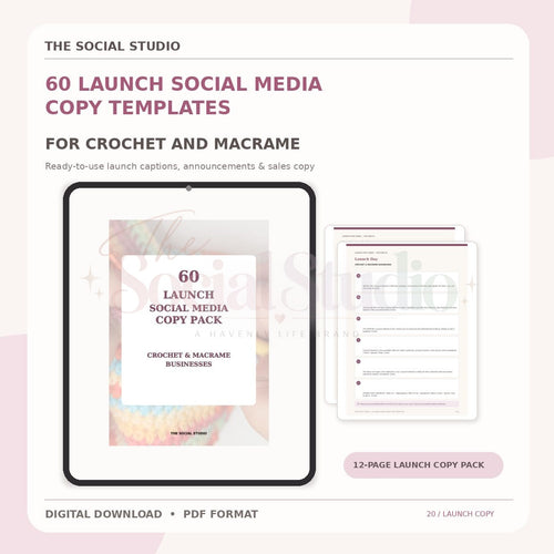 Crochet & Macramé – Launch Social Media Copy Pack | The Social Studio