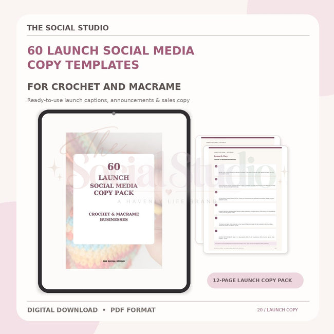 Crochet & Macramé – Launch Social Media Copy Pack | The Social Studio