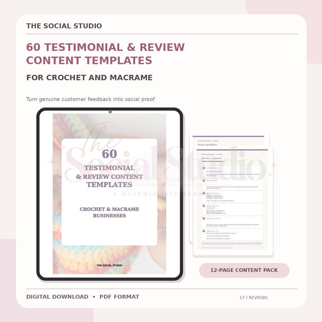 Crochet & Macramé – Testimonial & Review Content Templates | The Social Studio