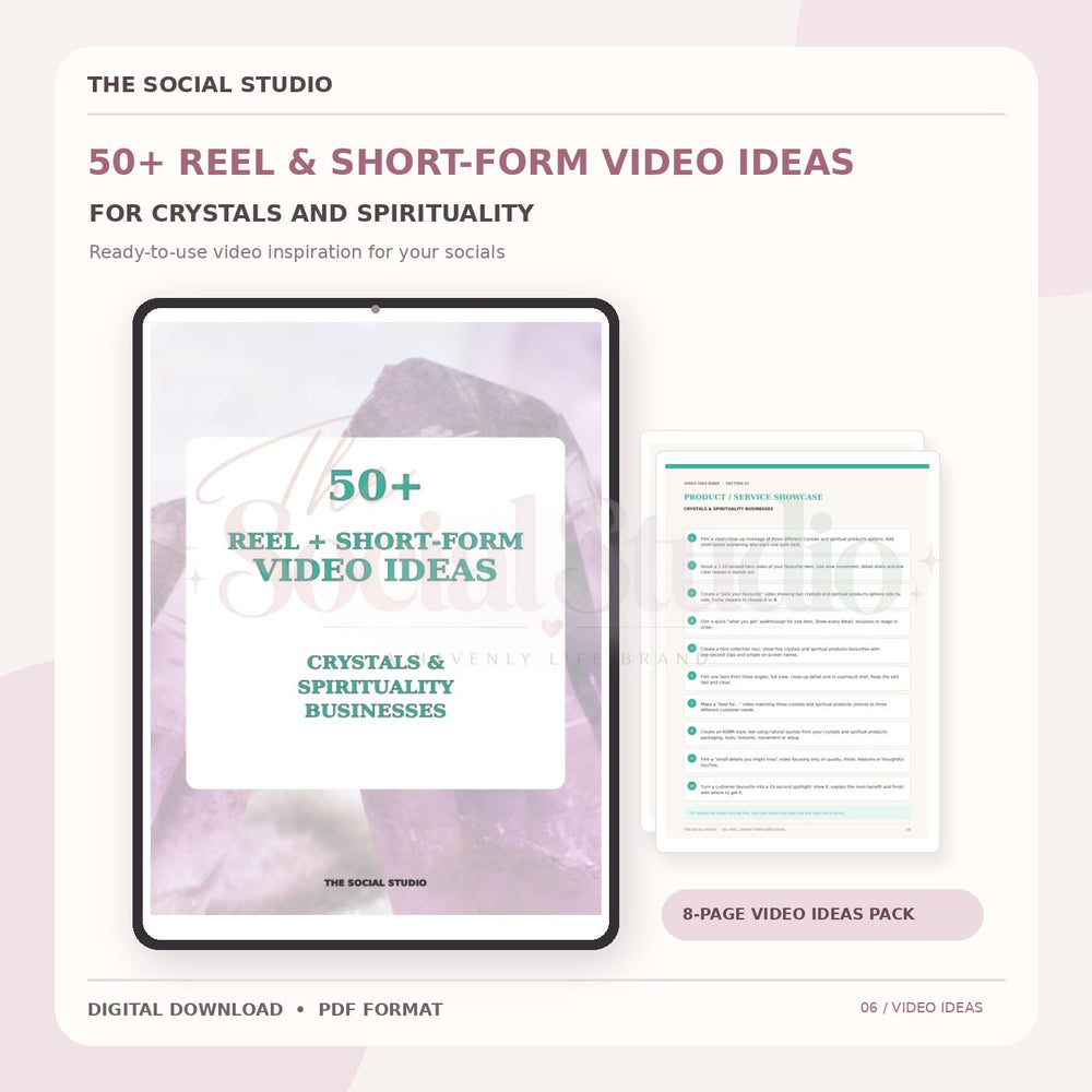 Crystals & Spirituality – Reels & Short-Form Video Ideas Pack | The Social Studio