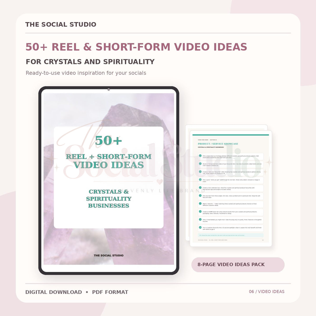 Crystals & Spirituality – Reels & Short-Form Video Ideas Pack | The Social Studio