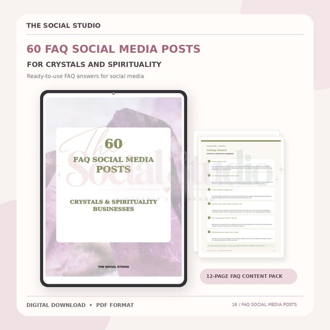 Crystals & Spirituality – FAQ Social Media Post Pack | The Social Studio