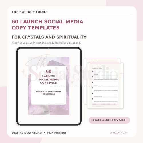 Crystals & Spirituality – Launch Social Media Copy Pack | The Social Studio